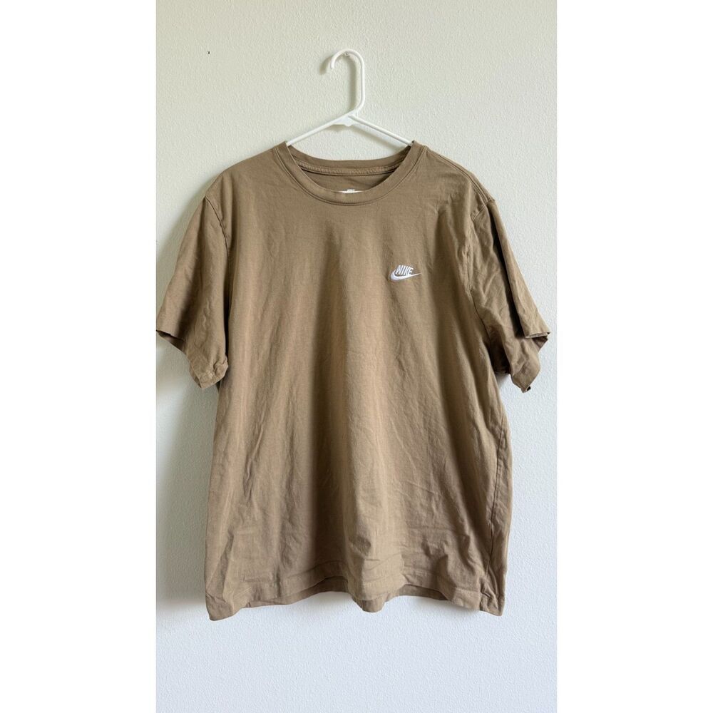 Nike The Nike Tee Mens XXL Brown Tan Embroidered Swoosh Logo Short Sleeve Shirt